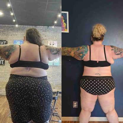 Sarah in all sizes client who was able to lose weight