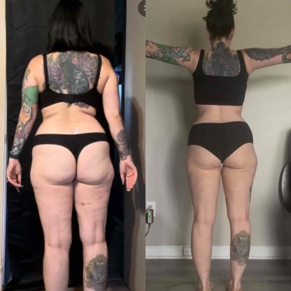 Sarah in all sizes client who was able to lose body fat