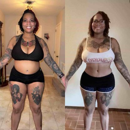 Sarah in all sizes client who was able to get slim
