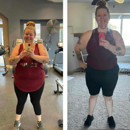 Sarah in all sizes client who was able to get fit