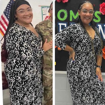 Sarah in all sizes client who was able to lose weight