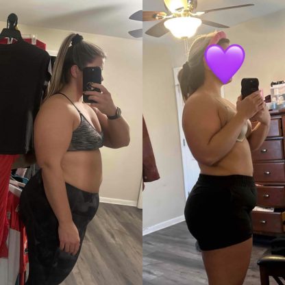 Sarah in all sizes client who was able to slim down
