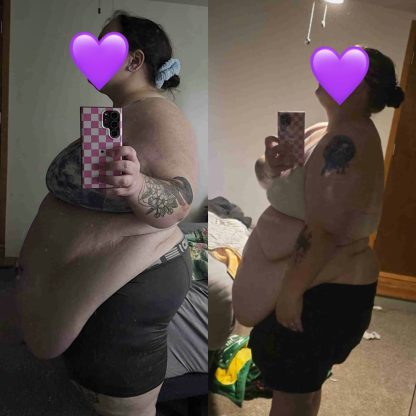 Sarah in all sizes client who was able to lose lower body fat